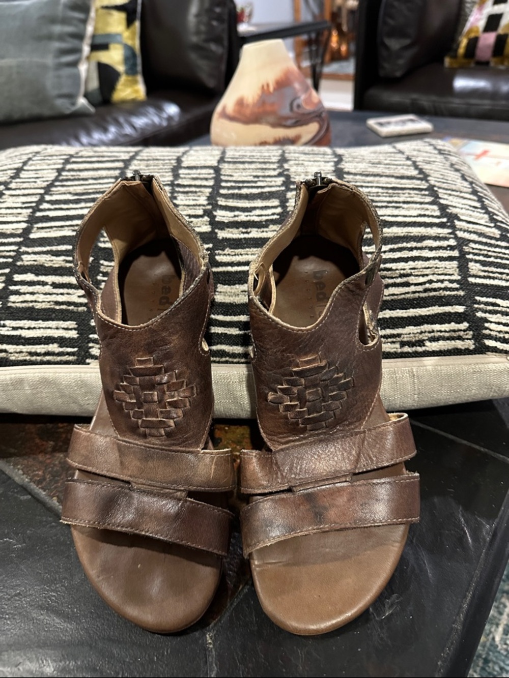 BedStu Brown Leather slip on Sandals